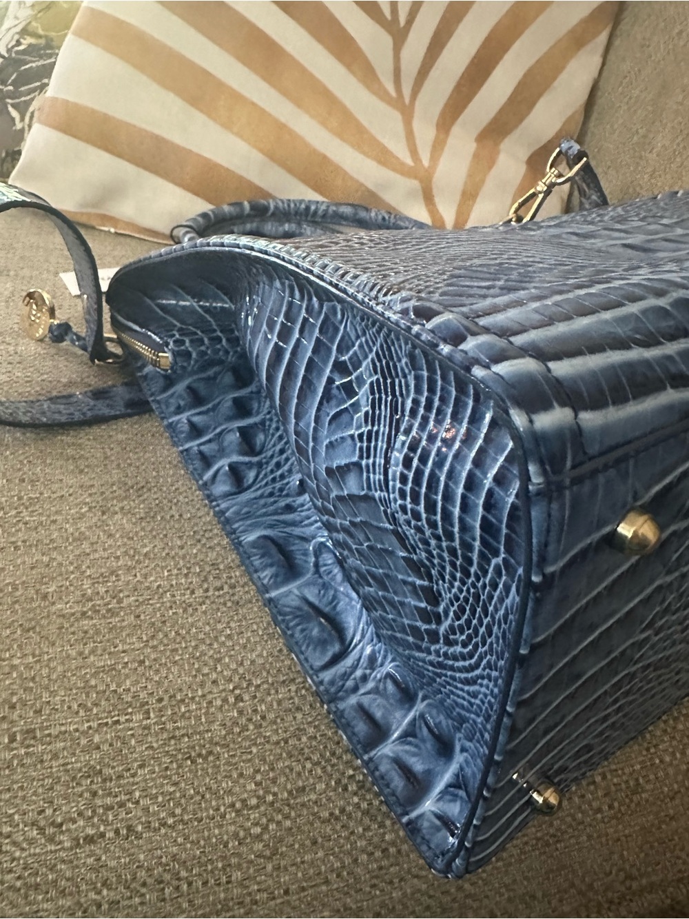 Brahmin Caroline Blue Croc-Embossed Leather Serenade Satchel NWT Bag - Picture 8 of 16